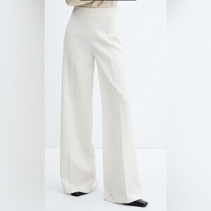 Mango High Waist Pants - Cream - Medium - NWT